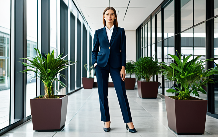 환경보호 관련 실무 워크북 - **
"A professional woman in a tailored business suit, standing confidently in a modern office lobby...