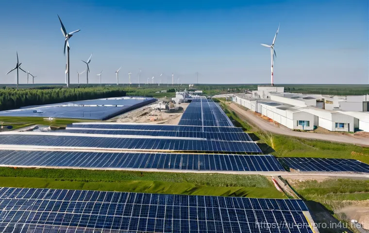 환경보호 관련 산업 네트워크 구축 - **Prompt:** A modern, clean industrial park in a vibrant Russian landscape, showcasing advanced ecol...