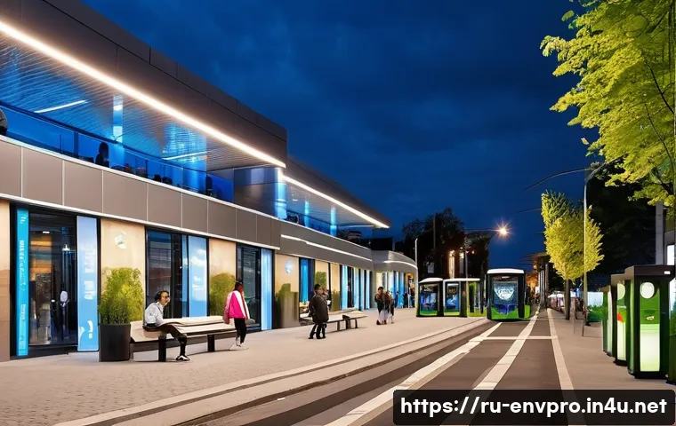 환경보호 실무와 융합 기술 활용 사례 - **Prompt:** A vibrant, bustling street scene in a modern Russian city at golden hour, showcasing adv...