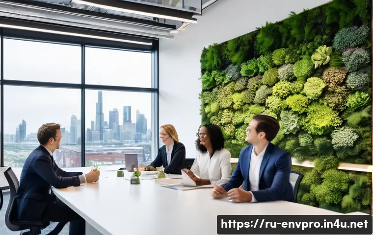 환경보호 컨설팅 회사 소개 - **Prompt:** A diverse group of business leaders and environmental professionals (aged 30-60, dressed...