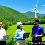 Home 23 환경보호 관련 해외 취업 정보 - A diverse group of environmental professionals collaborating outdoors in a multicultural setting: en...